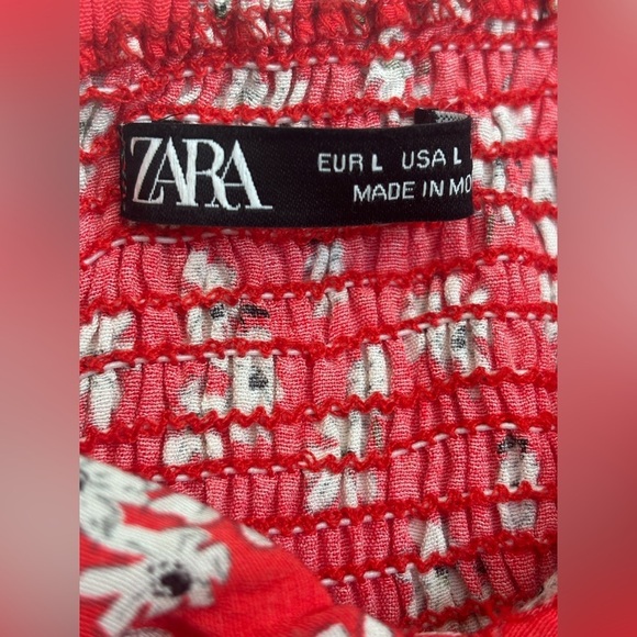 Zara Bright Pink floral crop top size large 🌸 - Picture 6 of 8